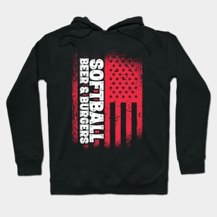 Softball Beer And Burgers - US Flag product Hoodie